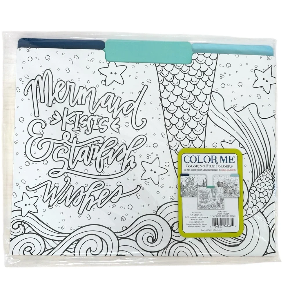 Color Me Set Of 9 Coloring File Folders Under The Sea New Open Package